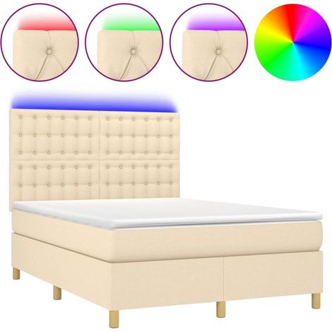 Maison Exclusive - Boxspringbett mit Matratze & LED Creme 140x200