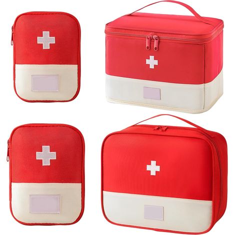 Sac de Rangement de Médicaments, 4 Pièces Trousse de Secours Vide Boite de d'urgence Sac à médicaments pour Maison Voyages Camping Activités de Plein Air (4 Pièces Rouge) (1/5)