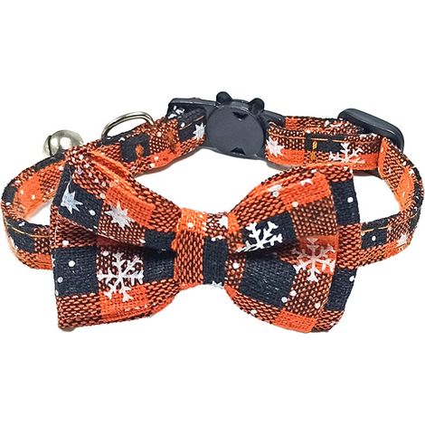 Collier Pour Chien Et Chat - Motif Écossais Flocon De Neige - Nœud Papillon Réglable - Coton Doux - Pour Fêtes De Fin D'Année - Taille Unique (1/5)
