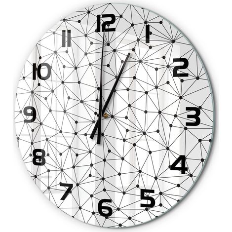 Horloge Murale Ronde Cadeau Original Verre Silencieuse pour Maison Salon Lignes et cercles fi 60 cm (1/5)
