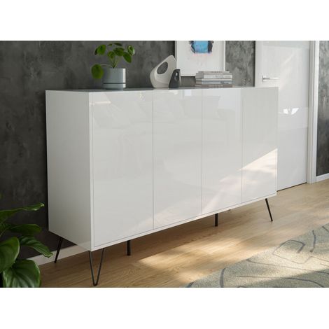 Kommode Maxim XL 155cm 4 Softclose Türen Weiß hochglanz