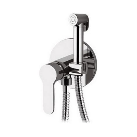 ENSEMBLE MITIGEUR ENCASTRÉ AVEC POIGNÉE DE DOUCHE RONDE À FERMETURE AUTOMATIQUE Dimensions : Chrome