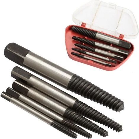 Jeu d'extracteur de vis en acier 3mm-18mm, Kit d'outils pour enlever les boulons et les goujons, perceuse centrale, 5 pièces (1/4)