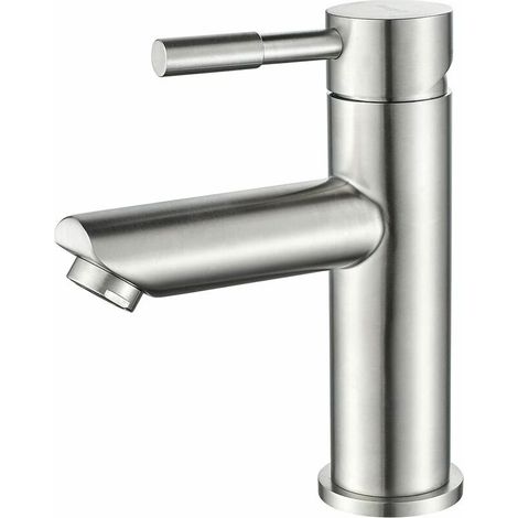 Miscelatore per bagno, rubinetto monocomando per lavabo, acciaio inossidabile, grigio
