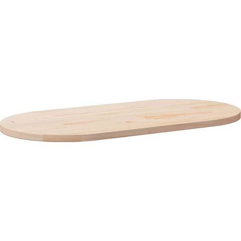 vidaXL Piano del tavolo 110x55x2,5 cm in legno massello di pino ovale (1/5)