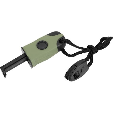 Briquet à silex en magnésium pour feu, démarreur d'urgence extérieur, survie camping, couleur vert armée (1/5)