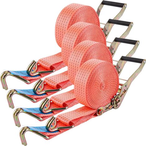 4er Set Spanngurte mit Ratsche 50mm, 10m, 1500kg belastbar, orange (1/5)