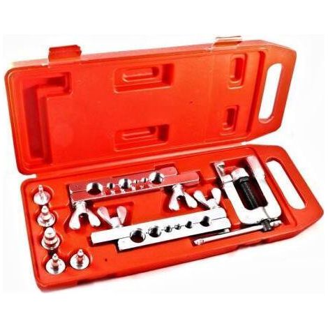Kit Pagliettatrice/Cartellatrice/Flangiatubi/Svasatrice/Alesatrice per tubi con accessori in valigetta