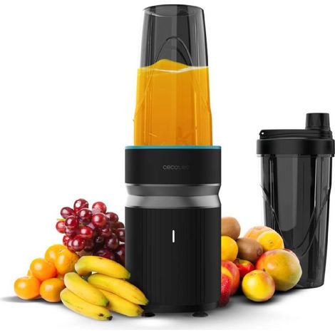 Cecotec Blender individuel PowerTitanium 1000 Push2Go. 1 000 W, lame inox 6 lames, 2 gobelets 700 ml avec couvercles. (1/5)