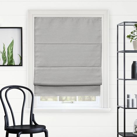 Habillage de fenêtre, Stores Romains, Tissu Polyester, Plastique, métal, Acier, Gris perlé (occultant), 73,7 x 162,6 cm (l x H) (1/5)