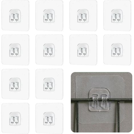 12 Pièces Crochets Adhésifs de Rechange pour Panier de Douche,Crochets de suspension pour Étagère d'angle,Accessoires de Cuisine et Douche,Crochets Adhésifs Solides pour Salle de Bain,Sans Perçage (1/5)
