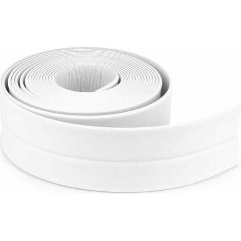 Cinta de sellado para baño, sellador de silicona blanco, cinta autoadhesiva de PE para bañera, sellador para esquinas de cocina, tijeras incluidas (320 x 3,8 cm)