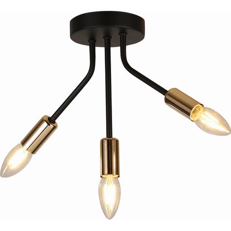 Plafoniera Candellux Tiara nera oro 3xE14 25cm metallo