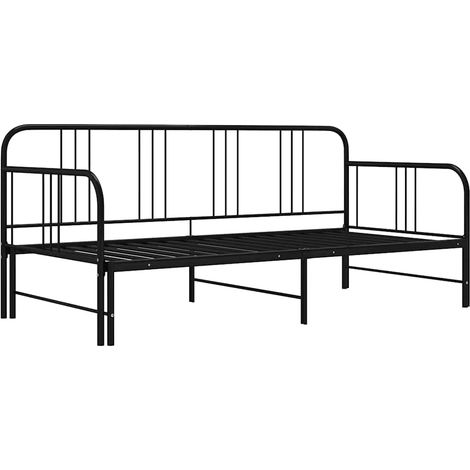 Maison Exclusive - Tagesbett Ausziehbar Schwarz Metall 90x200 cm