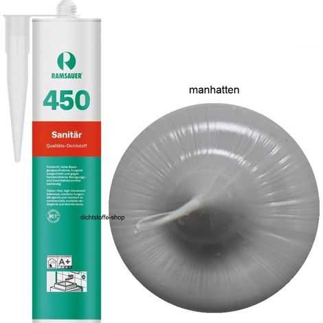 Ramsauer 450 Sanitär Silikon Fugen Dichtstoff 310ml Kartusche manhatten (1/5)