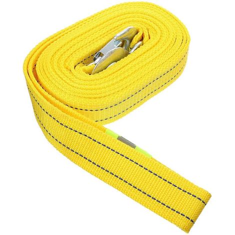Cavo di traino da 4,8 m per rimorchi per auto e rimorchi da 5 tonnellate, pratico kit di emergenza per esterni, doppio strato di poliestere spesso (giallo) (1/5)