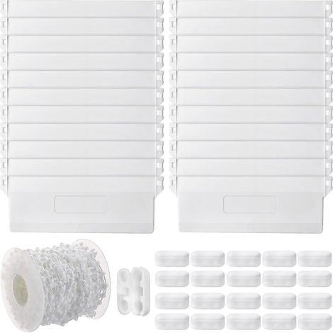 Set mit 20 Gewichtsplatten (127 mm) mit 10 m weißer Kette, 20 Kettenverbindern, Ersatzteilen, Gewichten für Vertikaljalousien, Vorhänge, Türen und Fenster (1/5)