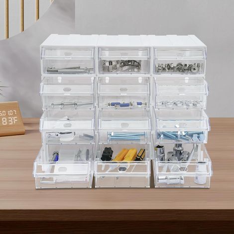 Drawer Cabinet 12 Piece Stackable Storage Unit Plastic Stackable Drawer with 24 Dividers and 12 Credit Cards (1/5)