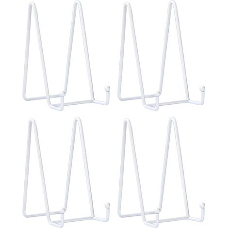 Lot de 4 Métal Blanc chevalets Porte Assiette Présentoirs Décoratifs pour Photo, Cadres pour Image, Assiettes décoratives, Tableaux et pièces d’Art-6"x3" (1/5)