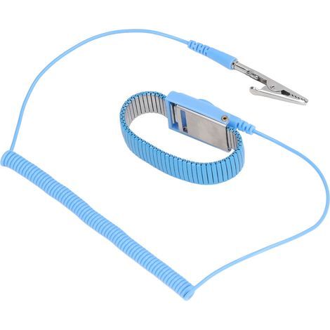 Dragonne antistatique ESD, bracelet métallique de mise à la terre, fil de 1.8m de Long pour atelier bleu (1/5)
