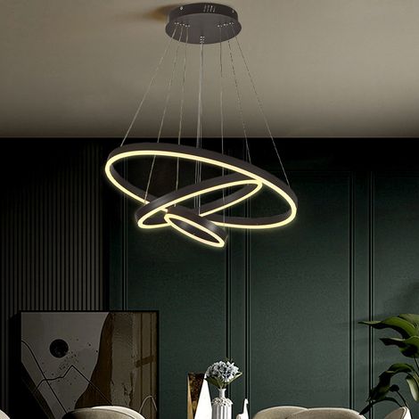 Modern 3 Ring Aluminum Round Hanging LED Pendant, Light Stepless Dimmable (1/5)