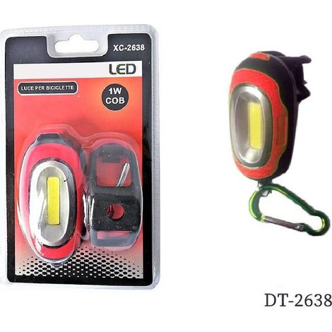 TRADE SHOP - Luce Faro Fanale Led 1 Watt Cob Per Bicicletta Bici Ciclismo Sicurezza Dt-2638 -