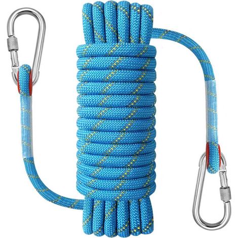 Corde d'escalade, d'ancrage, d'urgence, Suspension, Statique, Nylon pour l'extérieur, Travaux Lourds, Travaux d'arboriculture, Bateaux, Descente en Rappel, Balançoire, 10 mm x 20 Mètre Bleu (1/5)