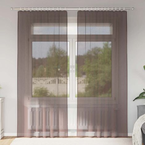 Voile Vorhänge mit Stangentaschen 2 Stk. Braun