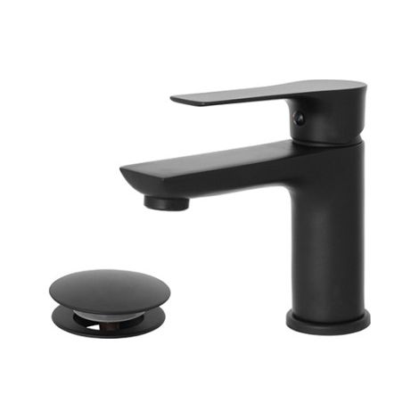 Edelstahl Waschtischarmatur FLAT Serie Mattschwarz (1/3)