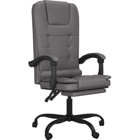 Massage Reclining Office Chair Grey Faux Leather vidaXL (1/5)