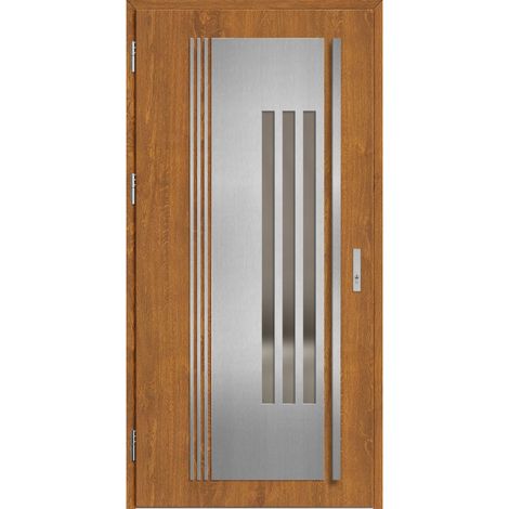 Porte d'entrée en acier avec cadre en aluminium MURTER 6 90200 -100200 cm - Poussant: Gauche - Dimensions: 100 cm (1/5)