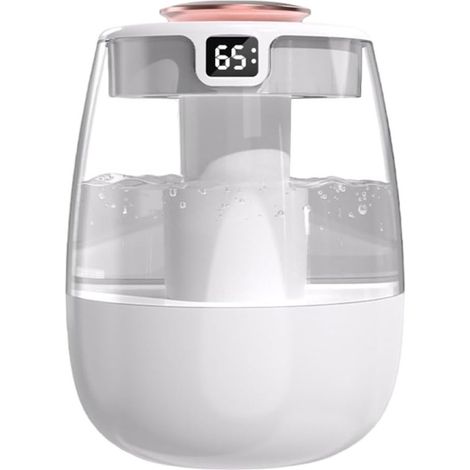 Longziming - Humidificateur d'air - Remplissage par le haut, double sortie et purification UV - 1,3 L - Idéal pour la chambre, le bureau, la voiture et l'entretien des plantes - Blanc (1/5)