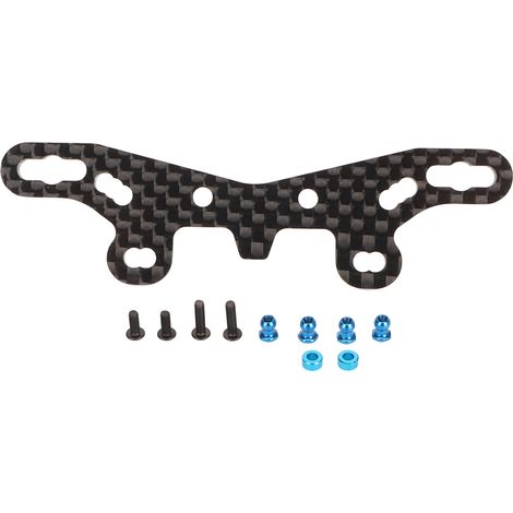 Amortisseur Avant en Fibre de Carbone Tour de Choc Avant pour Tamiya 1/10 TT02 Voiture RC Pièces de Rehausse Performance Noir (1/5)
