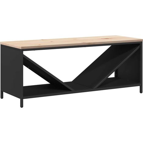 Étagère à bois de chauffage avec plateau en bois noir (1/5)