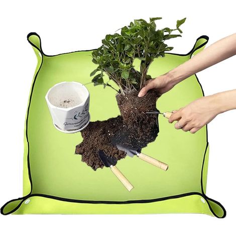 Tapis de rempotage pour plantes - Tapis de jardin - Jardinage d'intérieur - Tissu Oxford imperméable - 75 cm x 75 cm - Vert (1/5)