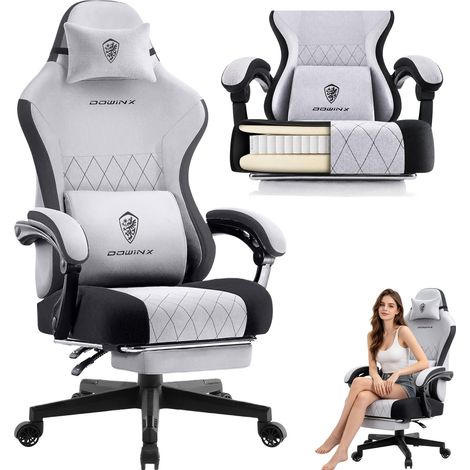 Fauteuil ergonomique XXL massant, inclinable 90-135°, repose-pieds, tissu respirant, charge 135 kg (1/5)