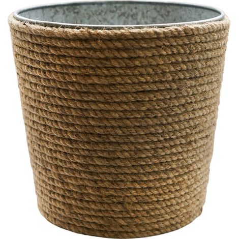 Christmas Tree Bucket - Galvanized Steel/Jute - L32 x W32 x H32 cm - Natural