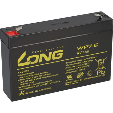 Set - Bleiakku und Ladegerät - 6V 7Ah KungLong Akku 0,6A Lader (1/5)