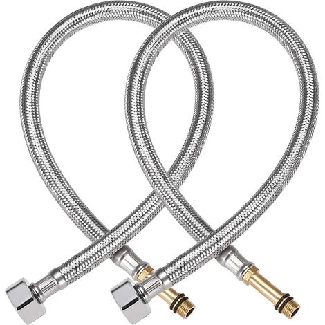 Raccord de tuyau d'alimentation pour robinet (lot 2) : filetage femelle G1/2 x mâle 1/8 NPT,