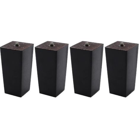 Ensemble de 4 pieds de meubles carrés en bois massif, pieds de canapé, pieds de table basse, pieds de lit (1/4)