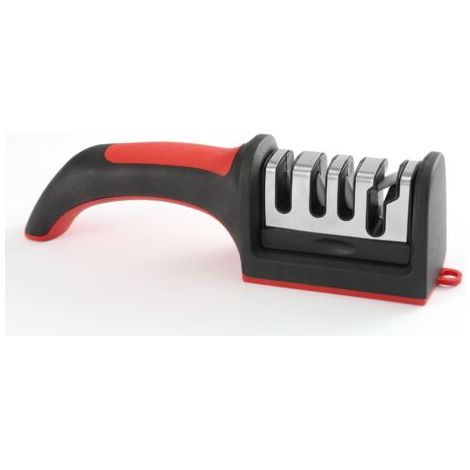 Aiguiseur de couteaux rouge, aiguiseur portatif rapide pour couteaux et ciseaux, aiguiseur multifonctionnel pour la maison. (1/5)