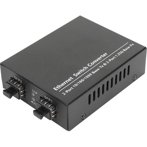 Convertisseur SFP RJ45 pour fibre optique, portée 120 km, alimentation large 100‑240V, indicateurs LED, prêt à l'emploi avec câble d'alimentation UE (1/5)