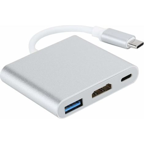 Adaptateur HDMI USB C, 3 en 1 Type C Adaptateur USB 3.1 vers USB-C 4K USB 3.0 Câble HDMI pour Souris Clavier TV U Disk PC Tablet, etc. (1/5)