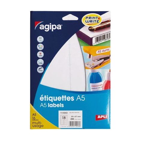 Etiquette adhesive A5 20x67 - Étui 288