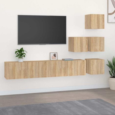 vidaXL Mueble de pared para TV madera contrachapada color roble sonoma (1/5)