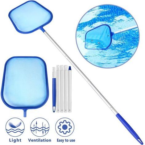 Pair Epuisette deSurface, Écumoire à Feuilles avec 1.2M Poignée Flexible Kimmer pour Piscine- Filet à Mailles Fines- pour à La Piscine,Aux Bassins,à La Fontaine,Au Réservoir à Poissons