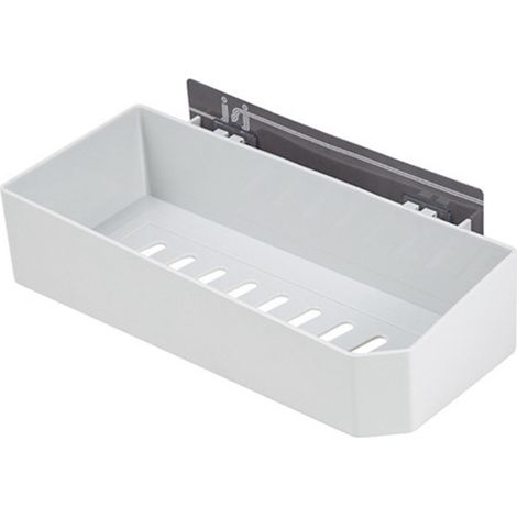 Étagère murale de salle de bain multifonctionnelle sans perçage, pratique et facile à ranger, pour la douche et la maison (blanche). (1/5)