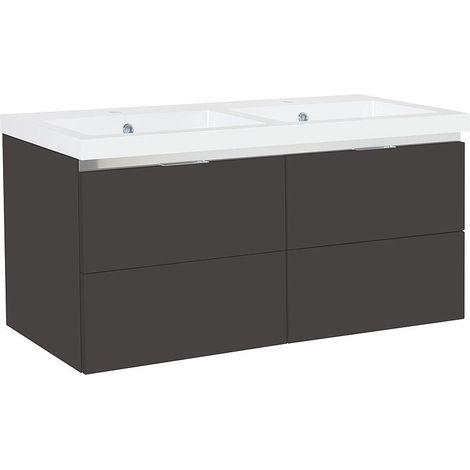 Meuble sous-vasque + vasque en fonte minérale EPIC anthracite mat 4 tiroirs 1210x580x510mm (1/3)
