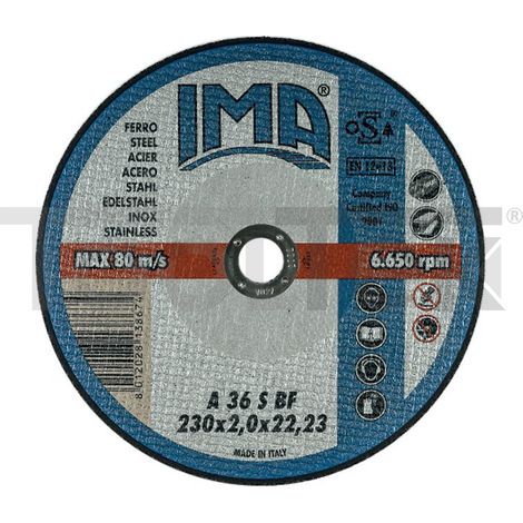 DISCO DA TAGLIO EXTRA SOTTILE FERRO ACCIAIO INOX 115x1,0x22,23mm IMA