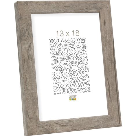 Cadre Photo Moulure Bloc Bois Gris/Beige 13 x 18 cm (1/5)